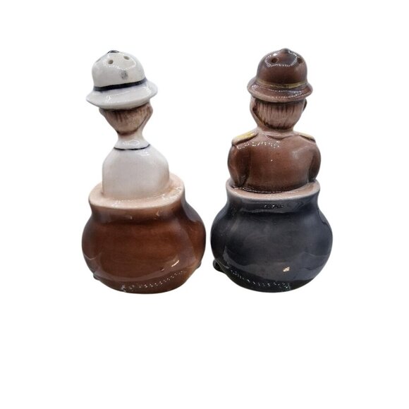 Stanley & Livingston Explorer Cannibal Cauldron Salt Pepper Shakers, Vintage Jap - Picture 2 of 5